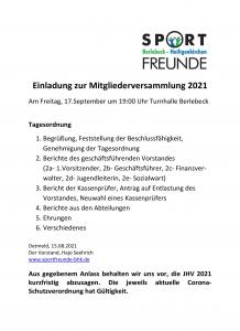 Jahreshauptversammlung 2021