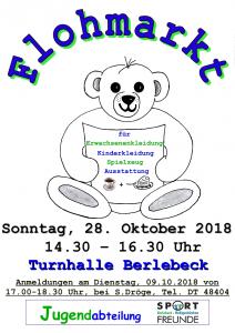 Flohmarkt am Sonntag, 28. Oktober 2018 in der Turnhalle Berlebeck