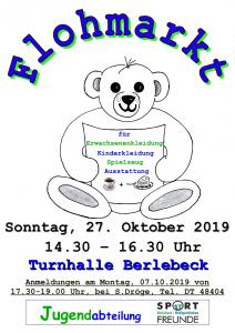 Flohmarkt am Sonntag, 27.10.2019 ab 14.30 Uhr in der Turnhalle Berlebeck