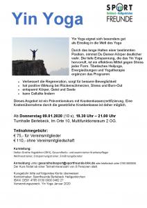 Neues Angebot Yin Yoga ab Donnerstag 09.01.2020