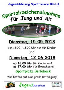 Sportabzeichenabnahme für Jung und Alt am 12.06.2018