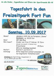 Tagesfahrt in den Freizeitpark Fort Fun am Sonntag, 10.09.2017